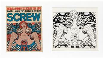 (EROTIC.) KURT SCHNURR. Two covers for Screw magazine.